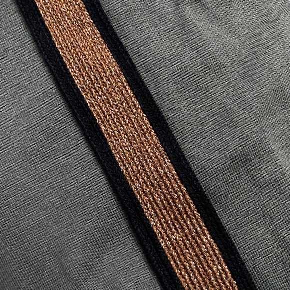 Honey Punch Front Tie BoatNeck Drop Shoulders Long Sleeves Metallic Stripes S - Picture 13 of 16